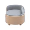 Scandinavian style Elevated Dog Bed Pet Sofa With Solid Wood legs and Bent Wood Back, Velvet Cushion,Small Size