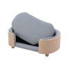 Scandinavian style Elevated Dog Bed Pet Sofa With Solid Wood legs and Bent Wood Back, Velvet Cushion,Small Size