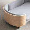 Scandinavian style Elevated Dog Bed Pet Sofa With Solid Wood legs and Bent Wood Back, Velvet Cushion,Small Size