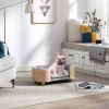 Scandinavian style Elevated Dog Bed Pet Sofa With Solid Wood legs and Bent Wood Back, Velvet Cushion,Small Size